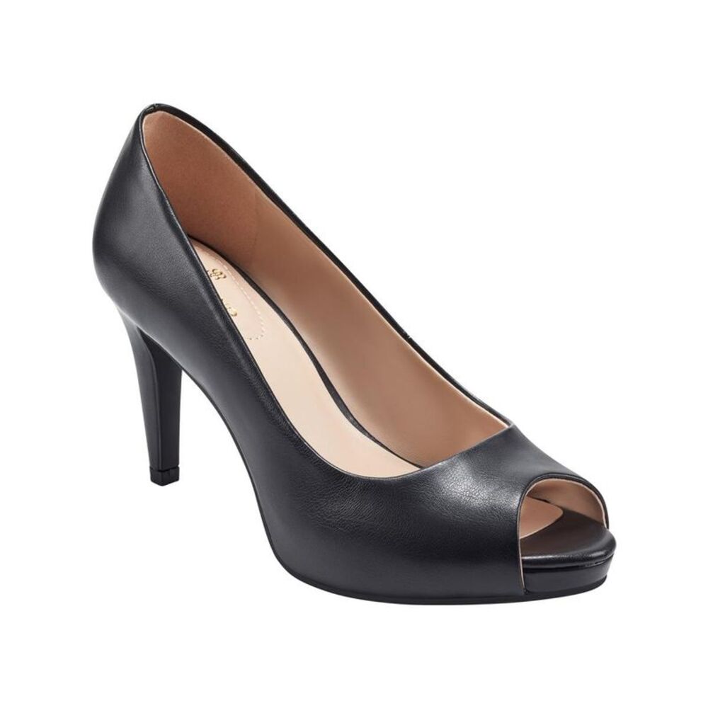 Bandolino Womens Rainaa Black Faux Leather Snake Print Pumps Platforms Used